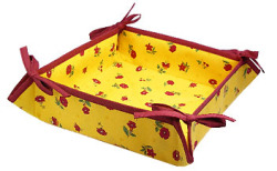 Provencal bread basket (flowers pattern. yellow x bordeaux) - Click Image to Close